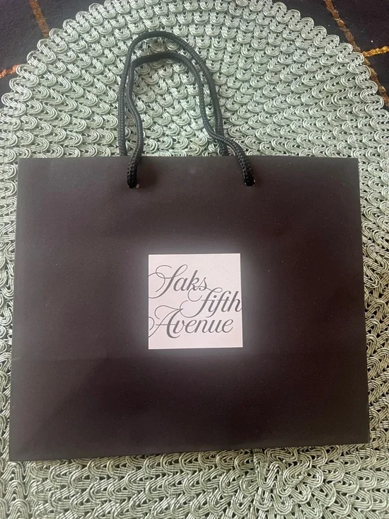 Saks Fifth Avenue Black Paper Shopping Tote with Rope Handles - Picture 3 of 6